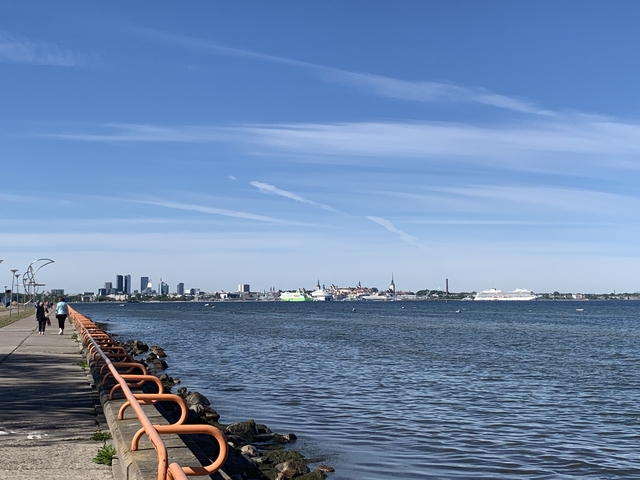 View of a city skyline across a body of water.