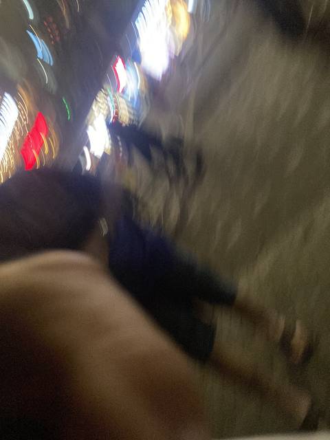 Blurry cityscape with lights in the background