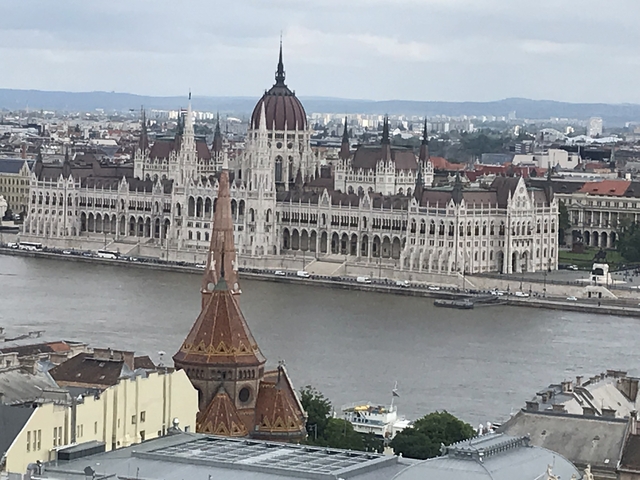 The famous parliament building by a river.