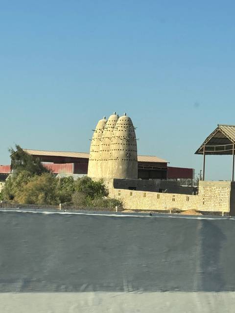       Unique architectural structure in a barren landscape.
  