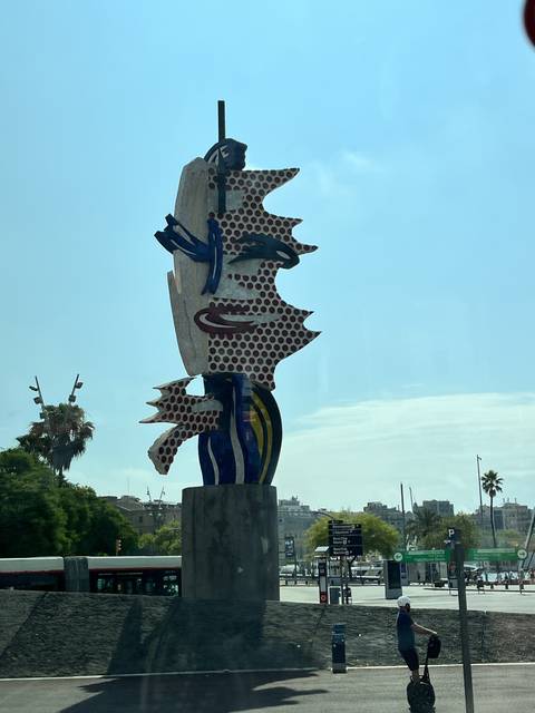       Colorful statue in a public space.
  