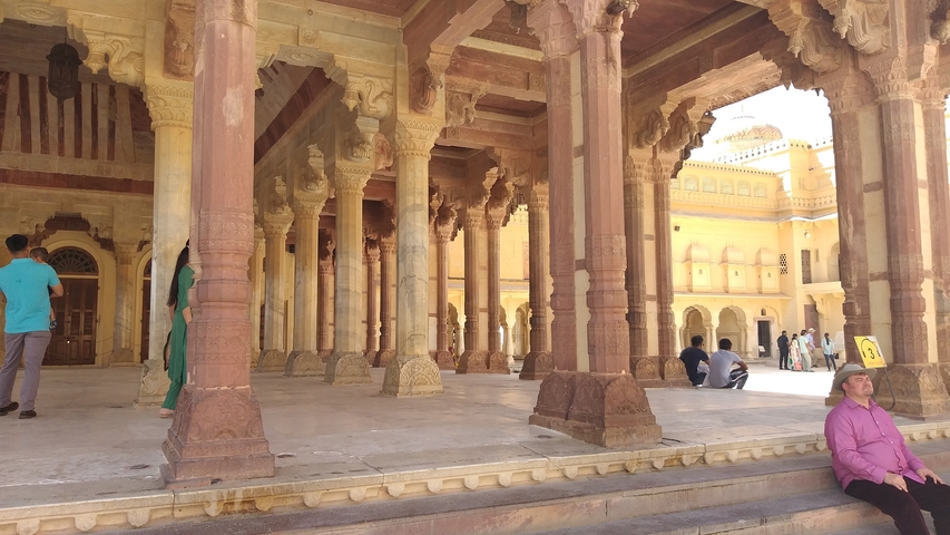 Amber Fort interiors with intricate columns