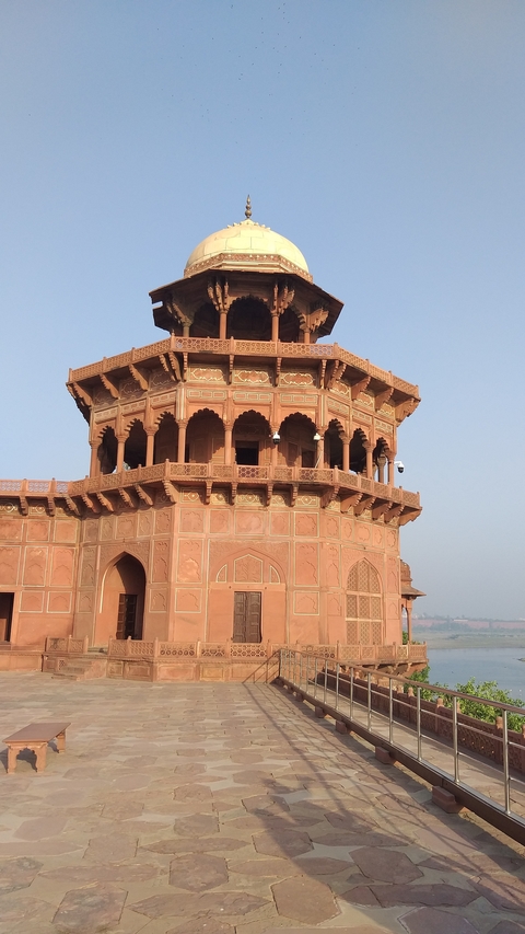       Ornate red sandstone architecture
  