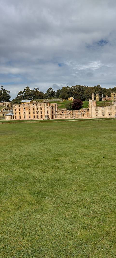 Historic site with wide open field.