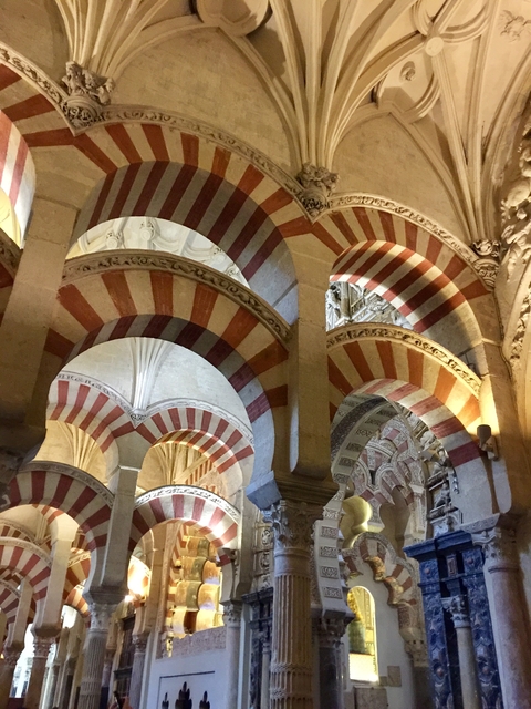 Intricate arches of the Mosque–Cathedral of Córdoba.