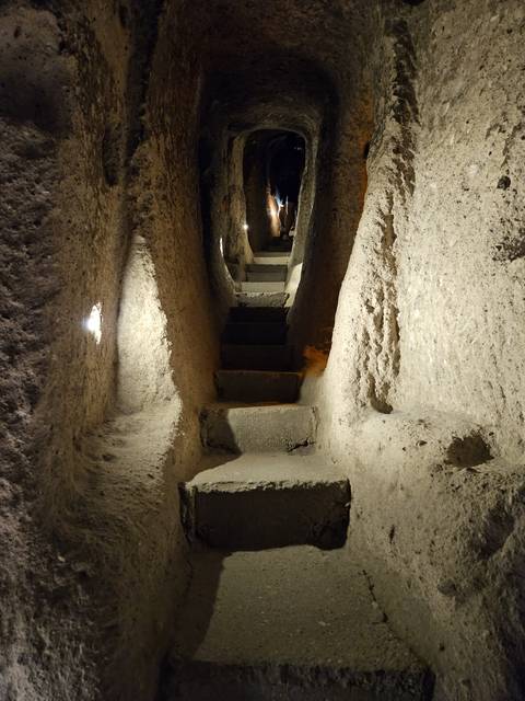       Underground passage with lighting.
  