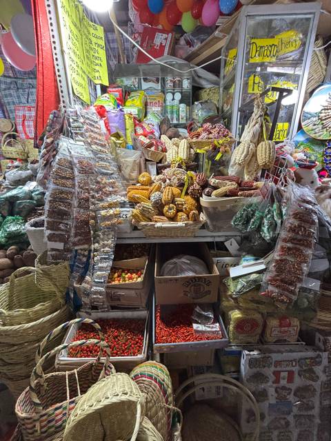       Market stall with various food items.
  