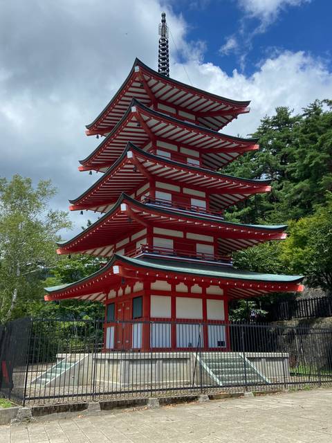       Traditional Japanese pagoda building.
  