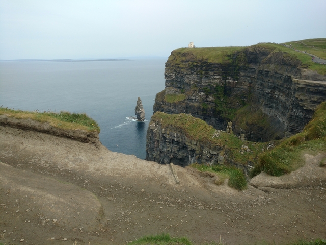 The Cliffs of Moher with the Atlantic Ocean in the background.