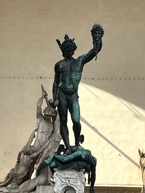 Statue of Perseus holding a head.