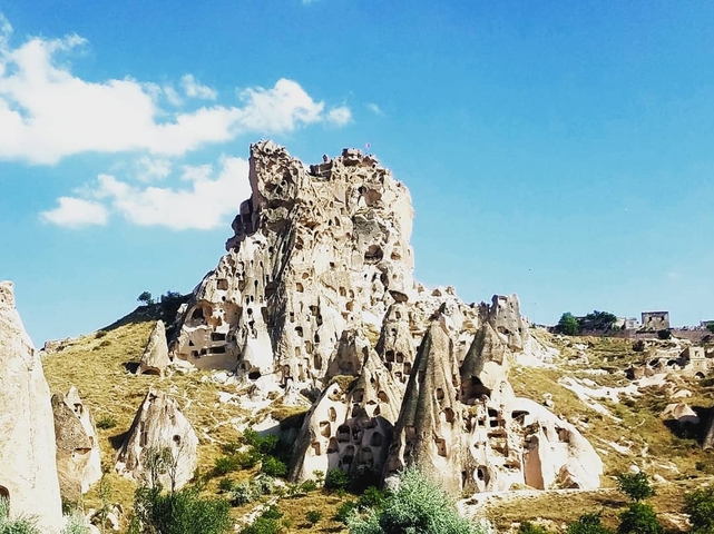 Rocky formations and facade structures of Cappadocia.