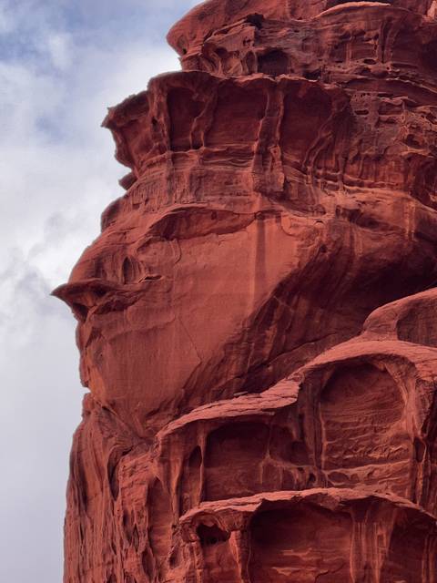      Close-up of red rock formations.
  