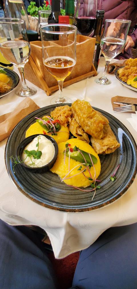       Plate with food, likely traditional Romanian cuisine.
  