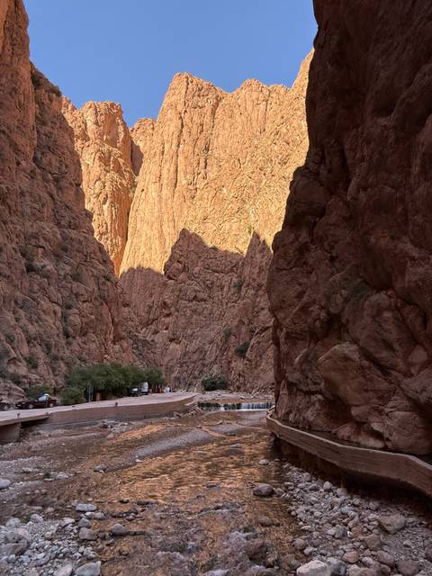 Rocks and stream in a gorge.