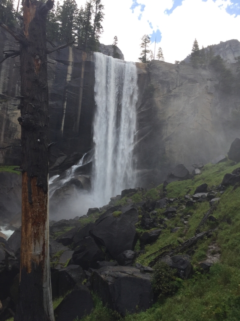 Powerful waterfall with mist around it