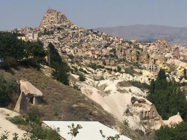 Rocky landscape with historical town view
