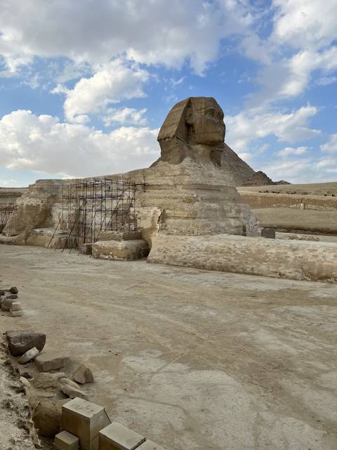 The Great Sphinx with scaffolding.