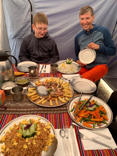 Traditional Peruvian meal served on a table.