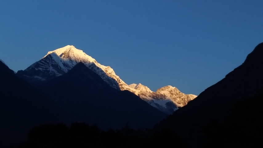 Sunrise view of Himalayan mountains.