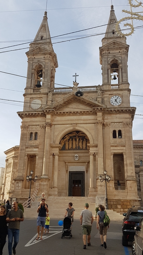 Detail of a historic church facade.