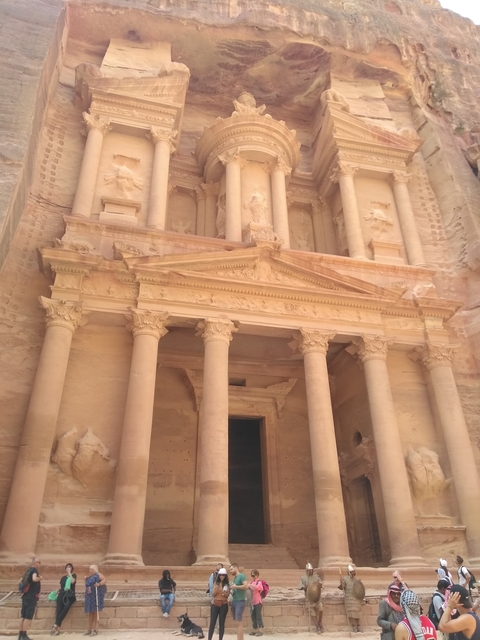       The iconic facade of Petra's Treasury.
  