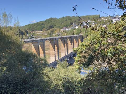Upside view of a roped stairwell.