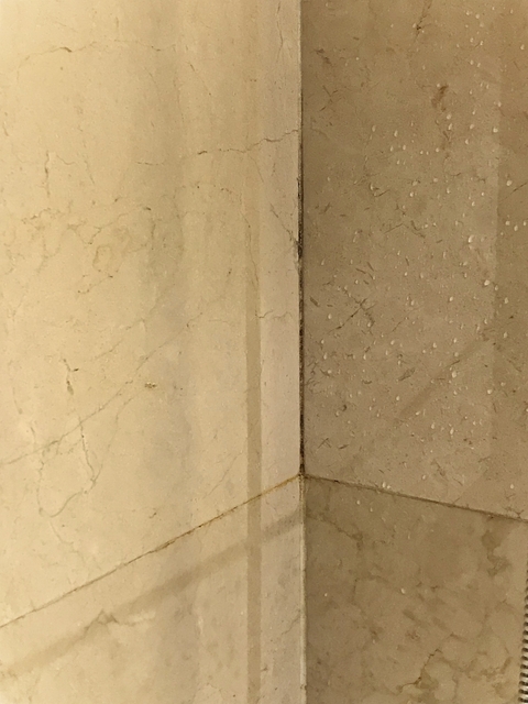Close-up of a corner inside a building.