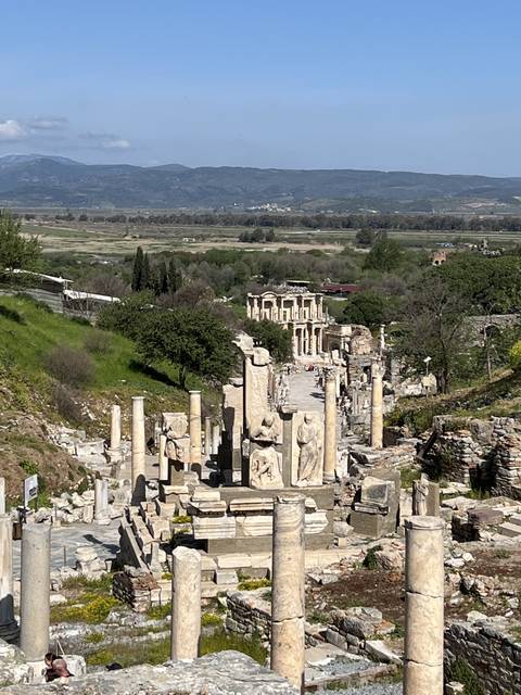 Ephesus ruins with many columns and structures.