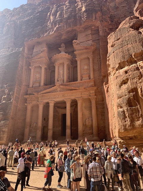 Famous archaeological site of Petra with rock-carved architecture.