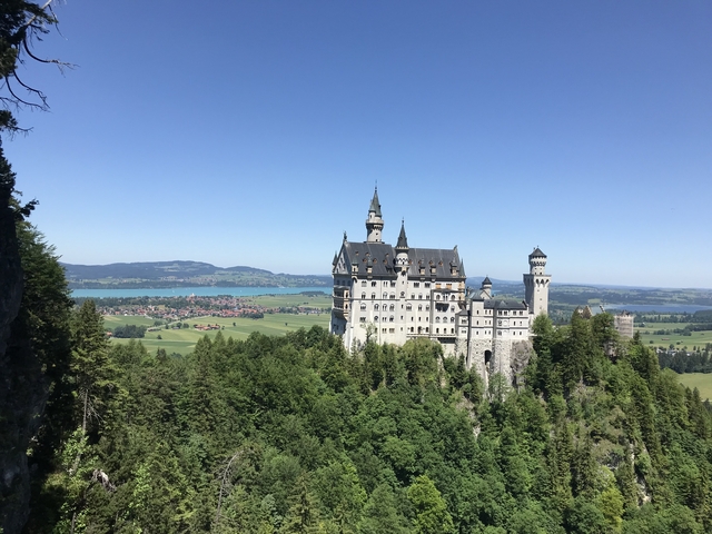 Neuschwanstein Castle with a panoramic view