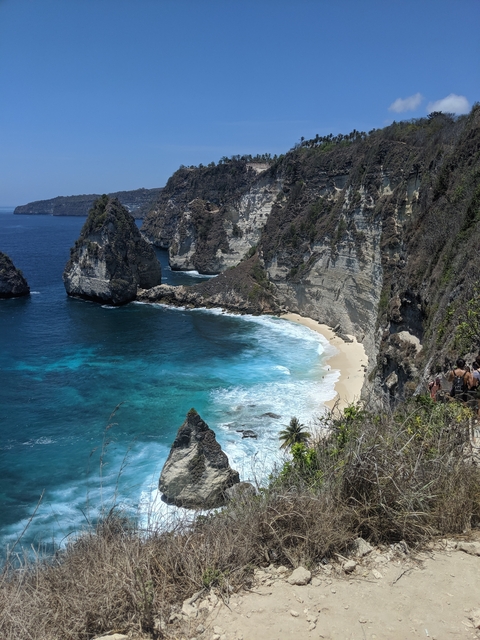 Coastal cliffs and beach with turquoise waters