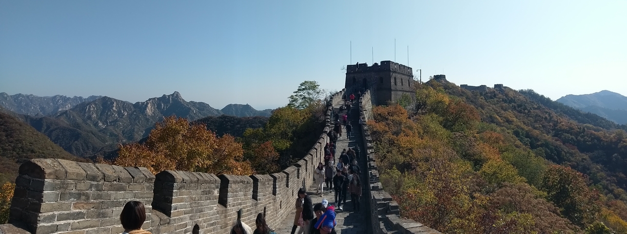 The Great Wall of China with tourists.