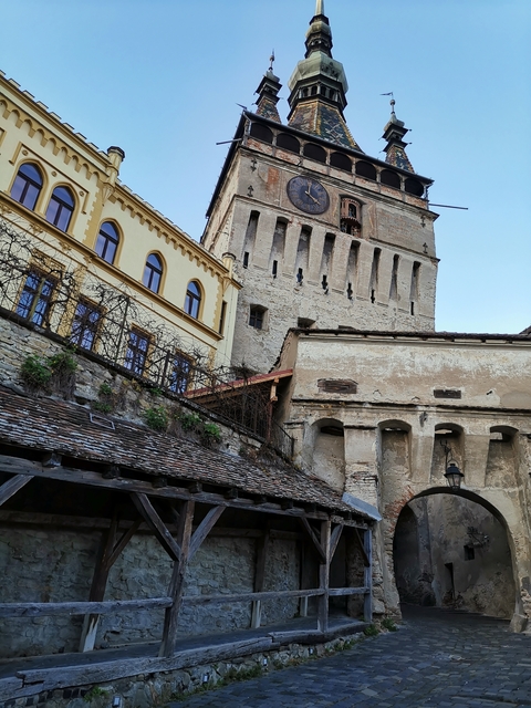       Stone structure with vines in a historic town.
  
