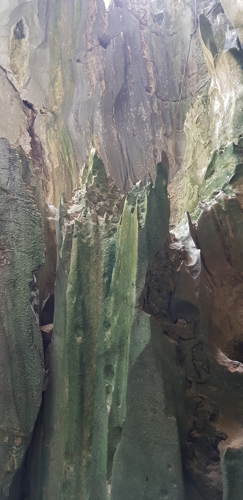       Close-up view of cave formations.
  