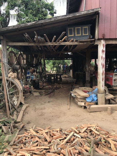       Rustic workshop with old wooden tools.
  