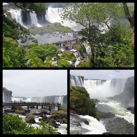 Collage of Iguazu Falls from different viewpoints.