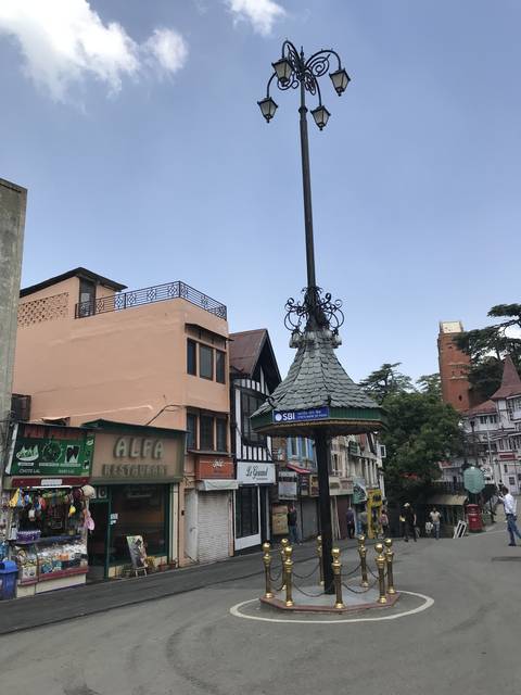 Lamppost in a town square