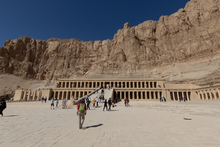 Tourists visiting the mortuary temple of Hatshepsut.