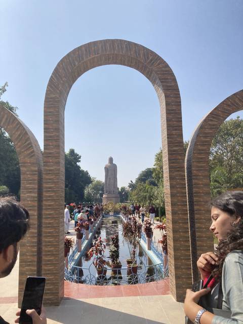 Tourists at a monument site.