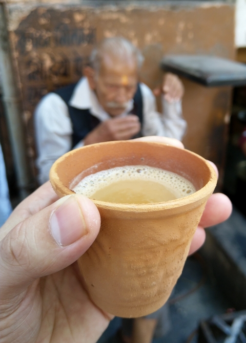       Close-up of a traditional beverage in a cup.
  