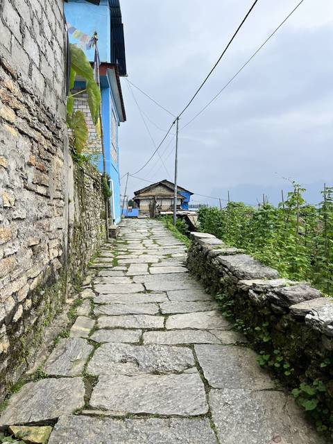       Stone pathway in a small village.
  