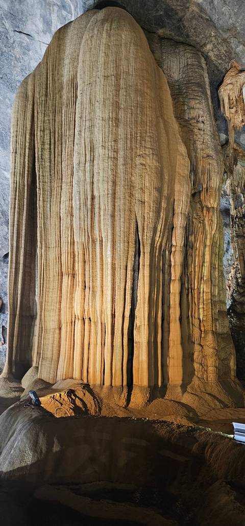 Intricate rock formations inside a cave.