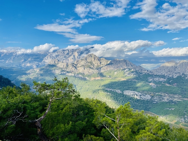 Mountain landscape under a clear blue sky