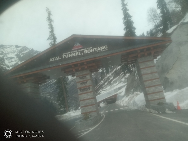 Blurry image of the Atal Tunnel entrance.