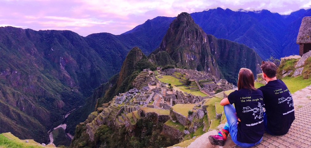       Overlooking Machu Picchu at sunset.
  
