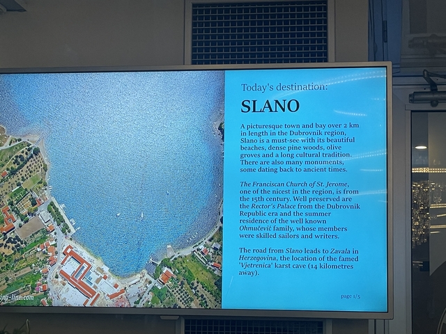 A map of Slano, Croatia, with descriptive text about the destination.