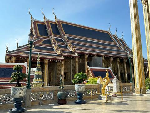 Upside-down view of temple architecture.