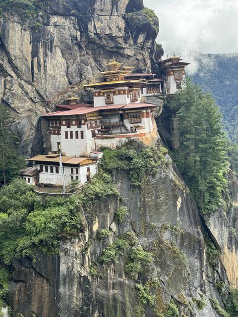 Tiger's Nest Monastery in Bhutan on a mountainside.