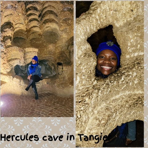 Person posing inside a rocky cave.