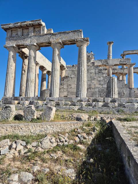Stone ruins of an ancient temple.